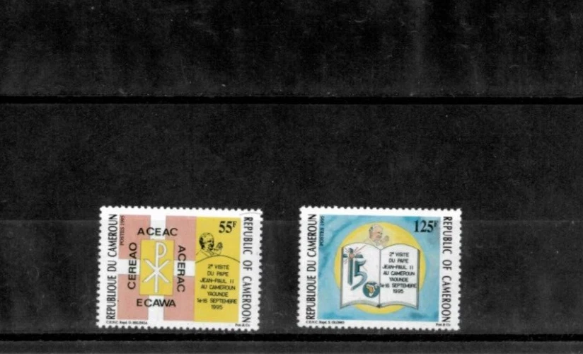 Camerún 1995 - Visita del Papa Juan Pablo II - Juego de 2 estampillas - Scott #898-899 - MNH Foto 1 de 1