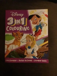 DISNEY  3 IN 1 COLOURING PAPERBACK  BIRTHDAY CHRISTMAS KIDS - Picture 1 of 2