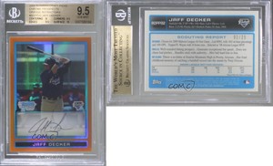 2009 Bowman Draft Prospects Chrome Orange Refractor /25 Jaff Decker BGS 9.5