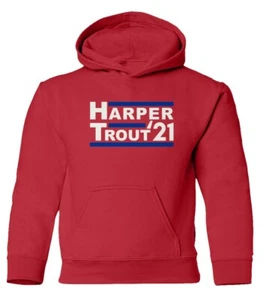 Philadelphia Phillies HARPER TROUT '21 Baseball Fans Youth Hooded Sweatshirt - Picture 1 of 5