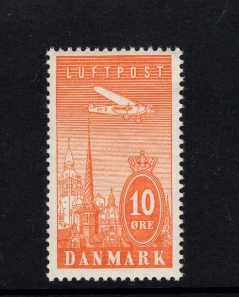 Dinamarca 1934 10º Avión sobre Torres de Copenhague Air Post MH Sc C6 Foto 1 de 1