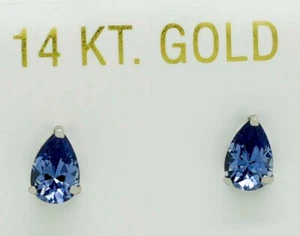 TANZANITE 1.16 Cts STUD EARRINGS 14K WHITE GOLD - Brand New - Made in USA - Picture 1 of 3