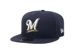 New Era 5950 Men Women Hat Milwaukee Brewers On Field Game Fitted Navy Blue Cap - Picture 1 of 5