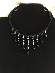 Art Deco Vintage Necklace Black Jet & Rhinestone Circlet. Great Condition - Picture 1 of 1