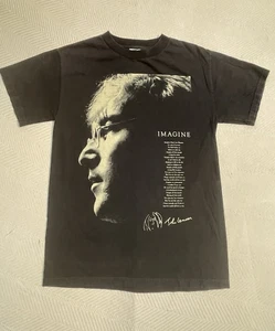 Vintage Beatles John Lennon Imagine Face T-Shirt RAR! Herren S Schwarz Made in USA - Bild 1 von 7