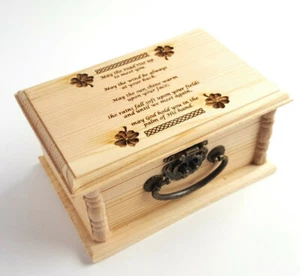 Irish Blessing Latched Wooden Box, "May The Road Rise Up To Meet You" Prayer - Picture 1 of 10