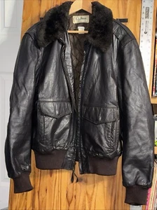 Vintage LL Bean GoatSkin Bomber Jacket USA Sz Large 44 Rare Near Mint - Picture 1 of 24