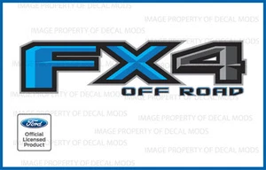 set of 2: 2018 Ford F150 FX4 Off Road Decals Stickers Light Blue Bed Side FH5A2 - Picture 1 of 1