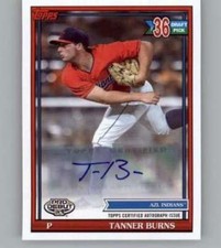 2021 Topps Pro Debut Autographs #PD-180 Tanner Burns RC Rookie AUTO AZL Indians 