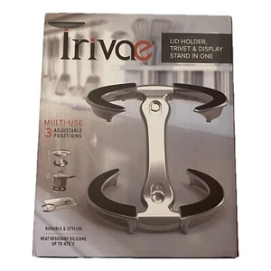 TRIVAE BLACK SILVER LID HOLDER TRIVET & DISPLAY STAND ALL IN ONE Adjustable - Picture 1 of 3