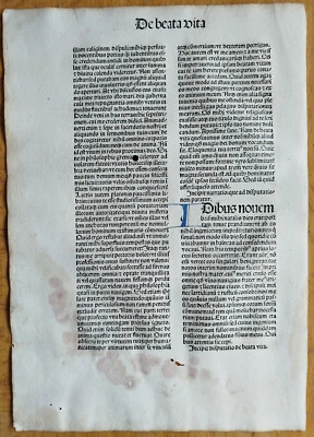 Оригинальный рубиновый инкунцируемый лист Augustinus Opuscula Страсбург (A) - 1489 - Изображение 1 из 2