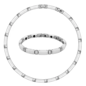 Set Ceramic Necklace & Women's Bracelet White Adjustable IN Geschenkbox Timeless - Picture 1 of 7