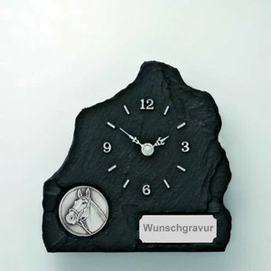 Tisch-Uhr Schiefer-Look Auszeichnung Geschenk Pferd Reiten mit Wunsch-Gravur! - Bild 1 von 1