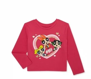 Girls Long Sleeve Powerpuff Heart Valentine’s Day Girls L/S Tee Pink Size 5 NEW - Picture 1 of 3