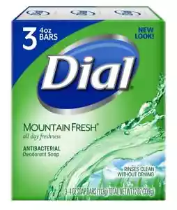 Dial Antibacterial Bar Soap, Mountain Fresh, 4 Ounces Each, 3 Bars - Picture 1 of 4
