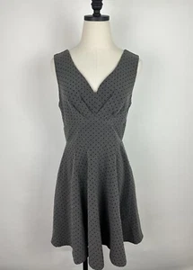Vestido IXIA Pinup M Gris Carbón Flocado Lunares Punto Suizo Cintura Imperio Años 50 - Imagen 1 de 12