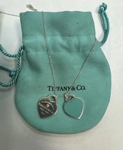 Return to Tiffany Blue Double Heart Tag Pendant 925 with Diamond msrp $625 - Picture 1 of 9