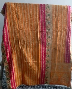 Indian Handmade Quilt Vintage Kantha Bedspread Throw Cotton Blanket Gudari Twin - Picture 1 of 2