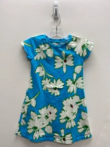 Lands End SIZE 5/6 Turq/Wht Green/Pink Flowers Girl's Dress - Picture 1 of 1