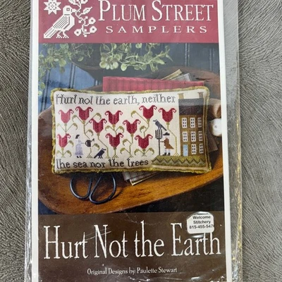 Hurt Not the Earth Revelation 7:3 Counted Cross Stitch Sampler Chart Plum Street - Image 1 of 2