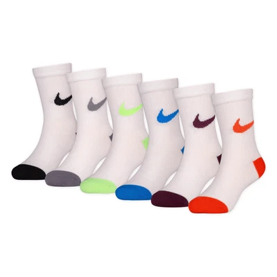 Nike Little Kids Unisex 6-Pack Color Pop Crew Socks Size 5-7/Shoe Size 10C-3Y - Image 1 of 2