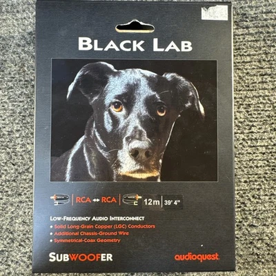 AudioQuest Black Lab Subwoofer Cable – 12 meters/39.4 feet, RCA-RCA - Image 1 of 2