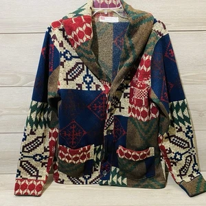 Cárdigan Suéter Levis Para Hombre Azul Marrón Rojo Geométrico Azteca Suroeste Mediano - Imagen 1 de 10