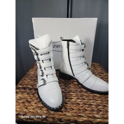 Nueva Hermosa Bota Sheridan Mia Knight Hebilla En Cuero Blanco Talla 40 EE. UU. 9 Foto 1 de 4