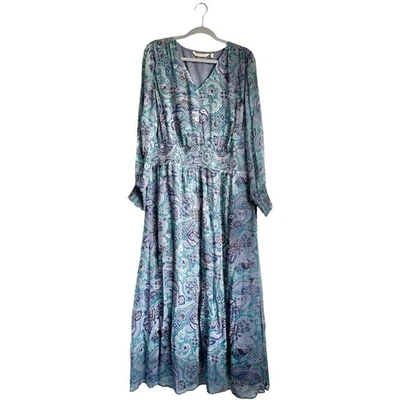 Soft Surroundings Women's Paisley Maxi Dress Boho Floral Long Sleeves Size XL - Image 1 of 4