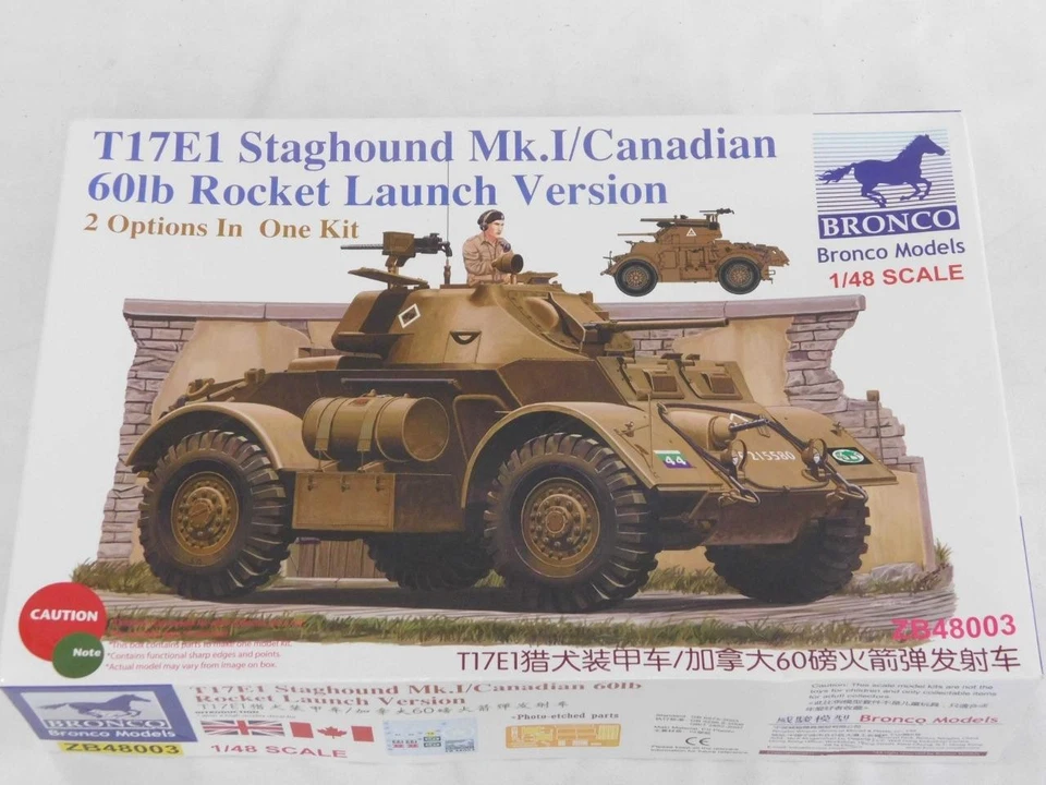 Kit modelo lanzador de cohetes canadiense 1/48 Bronco T17E1 Staghound Mk I 60 lb Foto 1 de 2
