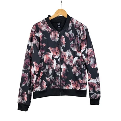 Chaqueta Bomber Victoria's Secret Deportiva Estampado Floral Cremallera Completa Talla Mediana Negra Foto 1 de 4