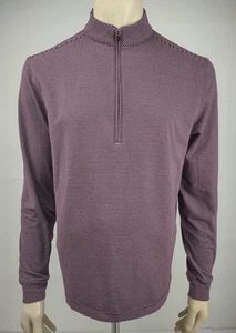 Johnnie-O burgundy gray striped lightweight 1/4 zip pullover sweatshirt Medium - Picture 1 of 9