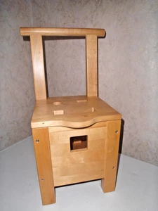 L Kinderstuhl Kindermöbel Holz massiv extra stabil Lernbox im Stuhl, Natur geölt - Bild 1 von 7