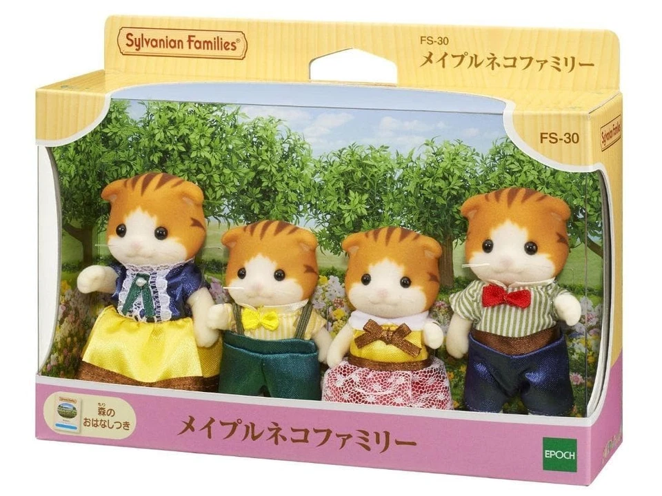 Sylvanian Families Maple Cat Family Doll Calico Epoch Critters FS-30 Japan