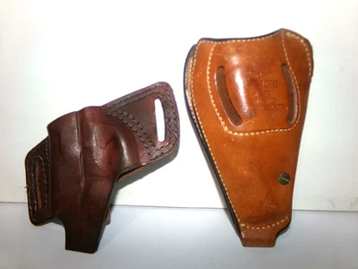 BIANCHI 9R LEATHER & BLUE STONE SMALL LEATHER REVOLVER PANCAKE HOLSTER - Image 1 of 4