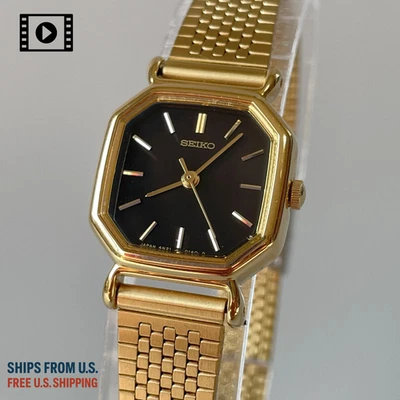 Vintage[N.MINT] Seiko 4N21-5022 Gold Octagon 20mm Qz Ladies Watch -Ships from US - Image 1 of 4