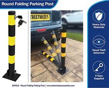 Home Shop Driveways Folding Fold Down Security Parking Post With Lock & Bolts