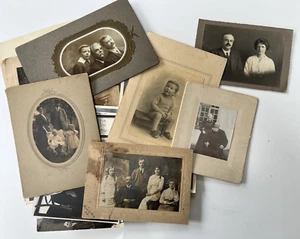 Job Lot Of Vintage Black & White Photographs Cabinet Cards People - Picture 1 of 23