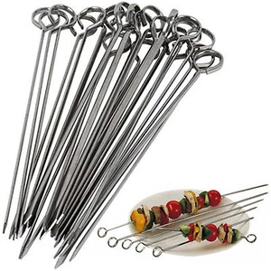 24 Pc Stainless Steel BBQ Skewers 11.8" Metal Cooking Barbecue Kebab Stick Grill - Picture 1 of 1