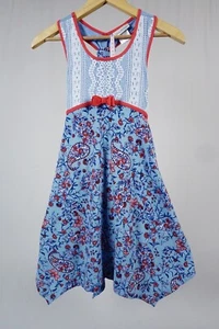 Jona Michelle Girls 8 Blue Floral Dress Sring Lace Racerback Sundress - Picture 1 of 6