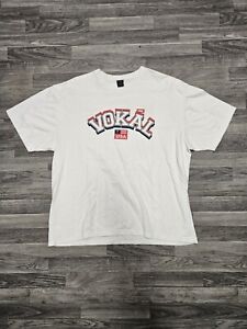 T-shirt blanc sport vintage Y2K VOKAL Nelly USA 2XL hip-hop années 2000 poids lourd