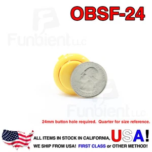 Guitarra Sanwa OBSF-24 - JAMMA con botón pulsador momentáneo amarillo interruptor de muerte 24 mm MAME - Imagen 1 de 9