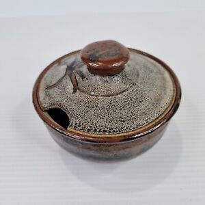 Pottery Sugar Bowl With Lid  Earthernware rustic glaze country Earthy brown