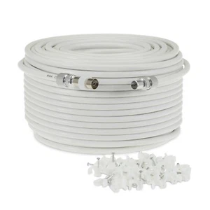 New 15m White RG6 Aerial Coax Cable Coaxial Lead 4 Free view Magic Eye Tv Link - Picture 1 of 6