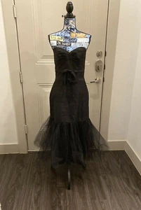 Vestido Vintage Abs by Allen Schwartz Negro Tul Sin Tirantes Talla 10 - Imagen 1 de 17