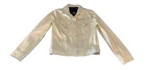 Y2K Sledge Paris Metallic Gold Leather Trucker Style Jacket Womens XS - Picture 1 of 9