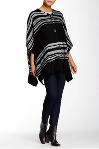 Poncho a rayas negro y gris para mujer VÉRTIGO (pequeño/mediano) nuevo con etiquetas $198 - Imagen 1 de 5