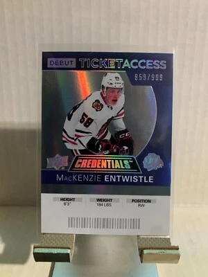 2021-22 Upper Deck Credentials Debut Ticket Access MacKenzie Entwistle /999 - Image 1 of 2