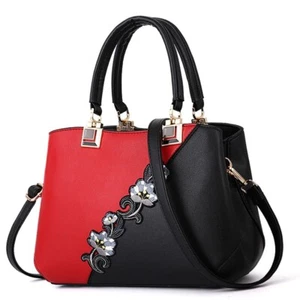 Women Designer Embroidered Handbag Ladies Leather Casual Shoulder Bag - Picture 1 of 21