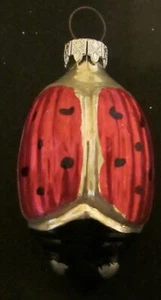 Vintage Made in Germany Blown Mercury Glass Lady Bug Christmas Ornament - Picture 1 of 3